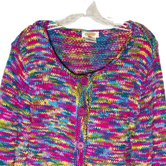 Talbots Multi Color Cotton Blend Cardigan Sweater XL Colorful - Picture 2 of 4